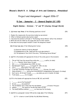 Project and Assignment - Bhavan`s Sheth RA College of Arts and