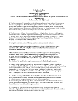 Invitation for Bids Myanmar National Electrification Project Credit No