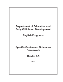 Grades 7 to 9 Curriculum Outcomes Framework