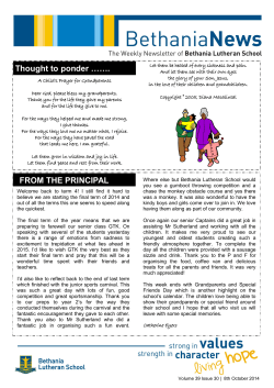 Thought to ponder &hellip;&hellip;. FROM THE PRINCIPAL