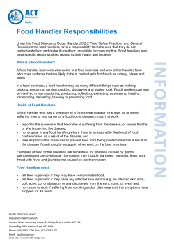 Food Handler Responsibilities - ACT Health