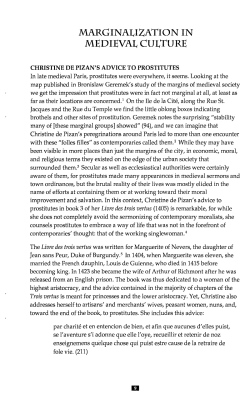 Christine de Pizan`s Advice to Prostitutes