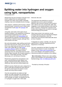 Splitting water into hydrogen and oxygen using light