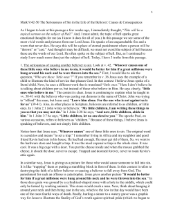 Mark 9:42-50 The Seriousness of Sin in the Life of the Believer