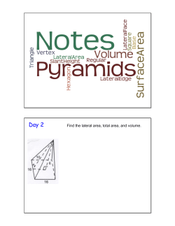 Find the lateral area, total area, and volume.