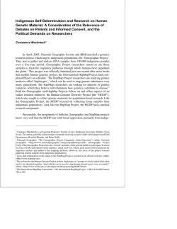 Indigenous Self-Determination and Research on Human Genetic