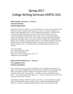 Spring 2017 College Writing Seminars (WRTG