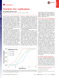 Markets for replication - Create and Use Your home.uchicago.edu