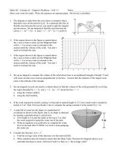 Math 1B &ndash; Calculus II &ndash; Chapter 6 Problems &ndash; Fall `11