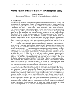 On the Novelty of Nanotechnology