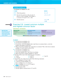 Exercise 2.8 Lowest common multiple and highest common factor