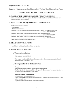 1 Registration No. : 2C 7/53 (B) Importer / Manufacturer: Sanofi
