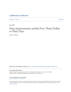 Fines, Imprisonment, and the Poor: Thirty Dollars or Thirty Days