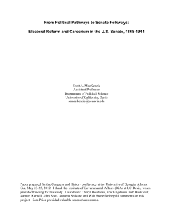 From Political Pathways to Senate Folkways: Electoral