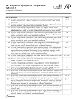 AP&reg; English Language and Composition: Syllabus 2