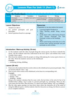 Lesson Plan For Unit 11 (Part 1)