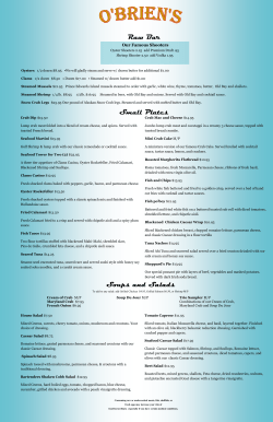Menu  - O`Brien`s Steakhouse