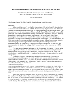 A Curriculum Proposal: The Strange Case of Dr. Jekyll and Mr. Hyde