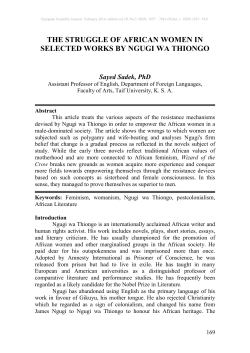 THE STRUGGLE OF AFRICAN WOMEN IN SELECTED WORKS BY