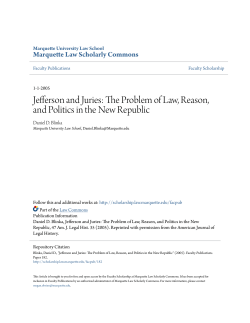 Jefferson and Juries: The Problem of Law, Reason, and Politics in