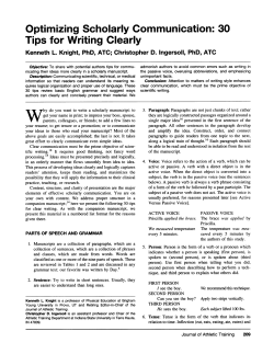 Optimizing Scholarly Communication: 30 Tips for Writing Clearly