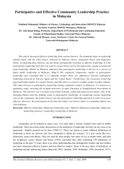 Participative and Effective Community Leadership Practice in Malaysia
