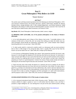 Part V. Great Philosophers Who Believe in GOD