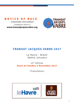 NOTICE OF RACE TRANSAT JACQUES VABRE 2017