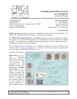 November 2016 Newsletter - Netherlands Philatelists of California