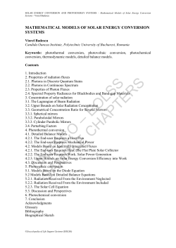 Mathematical Models of Solar Energy Conversion Systems