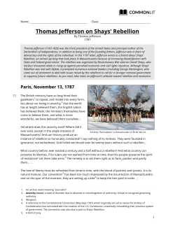 CommonLit | Thomas Jefferson on Shays` Rebellion