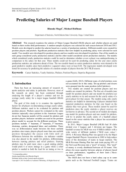 Predicting Salaries of Major League Baseball Players