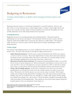 Budgeting in Retirement