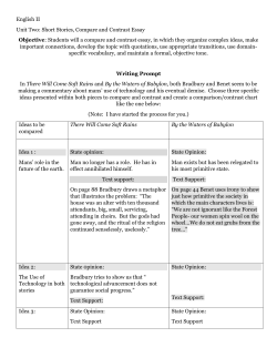 English II Unit Two: Short Stories, Compare and Contrast Essay