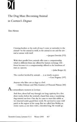 The Dog Man: Becoming Animal in Coetzee`s