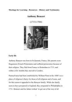 Anthony Benezet Booklet