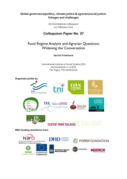 Food Regime Analysis and Agrarian Questions: Widening the