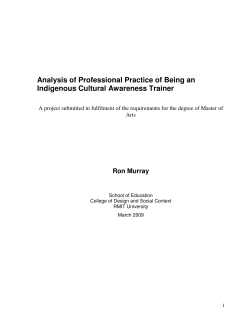 Analysis of Professional Practice of Being an Indigenous Cultural
