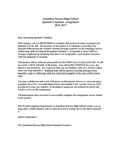 Jonathan Dayton High School Spanish 2 Summer Assignment 2016