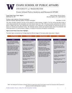 Sweet Potato Value Chain: Nigeria Kathryn Bergh, Patricia Orozco
