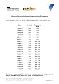 Allowance Payments for Career Changer Scholarship