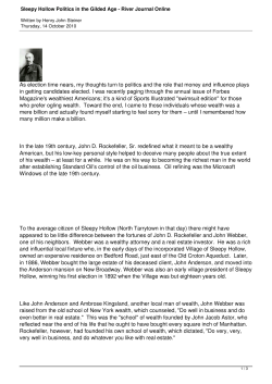 Sleepy Hollow Politics in the Gilded Age