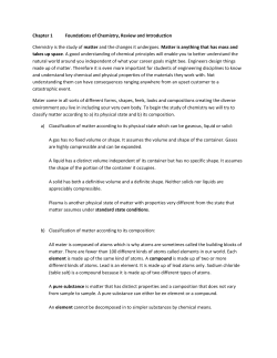 Chapter 1 Foundations of Chemistry, Review and Introduction