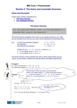 MEI Core 1 Polynomials Section 2: The factor