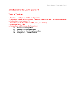 Introduction to the Least Squares Fit Table of Contents