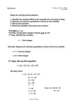 3rd step- Set-up the equation ) 147 2x 1xx = + + + +