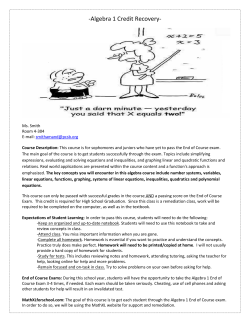 Algebra 1 Credit Recovery