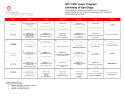 USD Activities Calendar