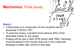 Mechanics: Final essay