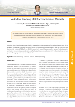 Autoclave Leaching of Refractory Uranium Minerals